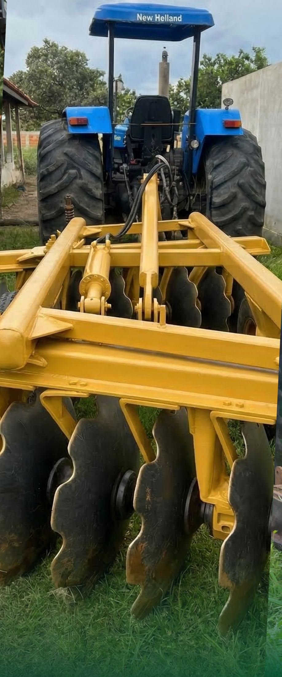 Trator com grade pesada preparando o solo